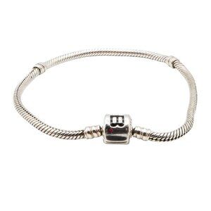 Bacio 925 Italy Sterling Silver Snake Chain Charm Bracelet 8 Inches